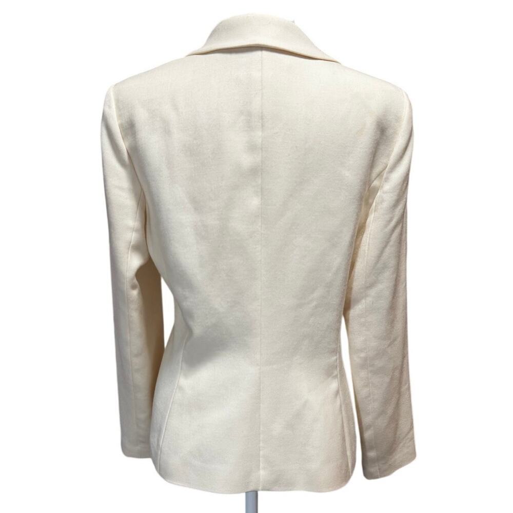 Bloomingdale’s Ivory Wool Blazer with Lace Tie Front – Size 10 Romantic Bridal - Picture 3 of 5